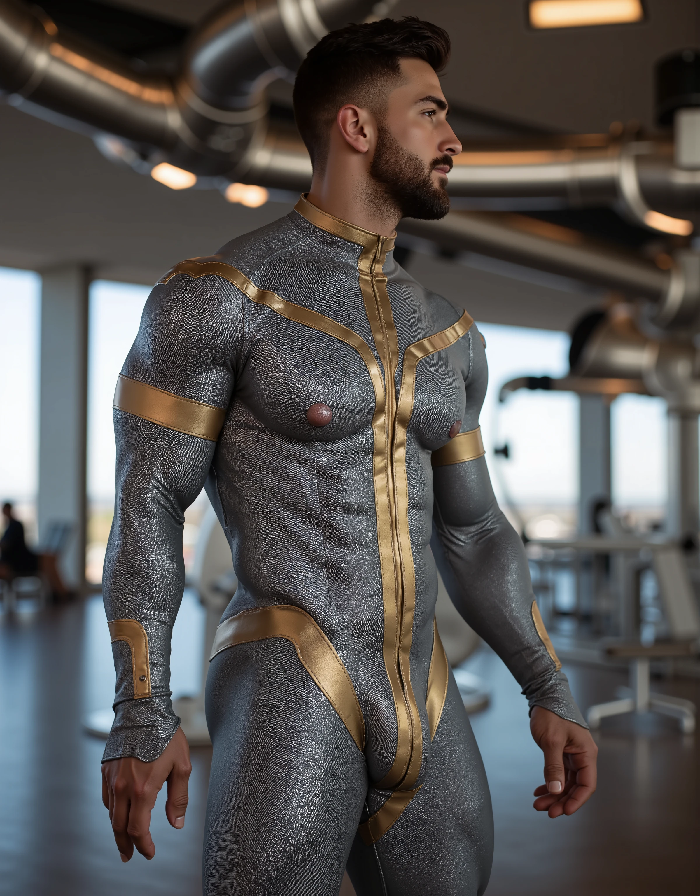 (masutepiece,High resolution,ultra - detailed:1.0),1(Boy,Robot Boy),Perfect male body,Look at the camera,Delicate eyes and delicate face,extremely details CG,Unity 8k wallpaper,intricate-detail,solo person,Detailed face, (Futuristic skin-perfect white bodysuit), Best Quality, hands visible, short hair:1.5 , full length shot(FLS) , big thighs , big hips , insane details, hyper details , photorealistic , only male , handsome korean boy , 16k resolution , ultra-high clarity , Hyperrealism, uhd,   bare thighs ,  sexly ,bare hips , ((epic reality ,  ultra realism , ultra photorealistic )), (((只有male性，只有male性 ，male性，male人，male，only boy , only male)))    , (boy ,male) , ((everything tight))   ,((((unrealistic wide hips , unrealistic wide pelvis，unrealistic phat hips)))) , ((super tight garter stocking,  skindentation)) , thick thigh , foot seen，（（（Plump buttocks，Wide hip circumference，wide pelvis））） , nice pectoral
