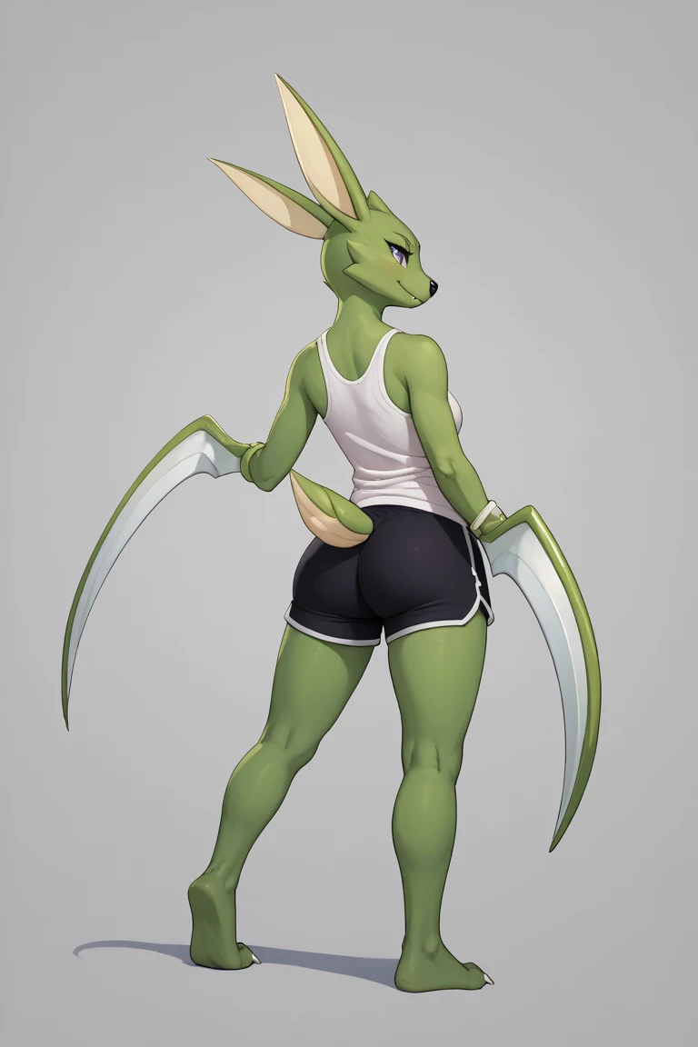 uploaded on e621, explicit content, 3d, (bastika, cutesexyrobutts, hioshiru), female, solo, virizion, locker room, sweaty, sweating, wet, (sports bra, exercise shorts:1.2), toned figure, abs:0.7, closeup
 <lora:Virizion:1>