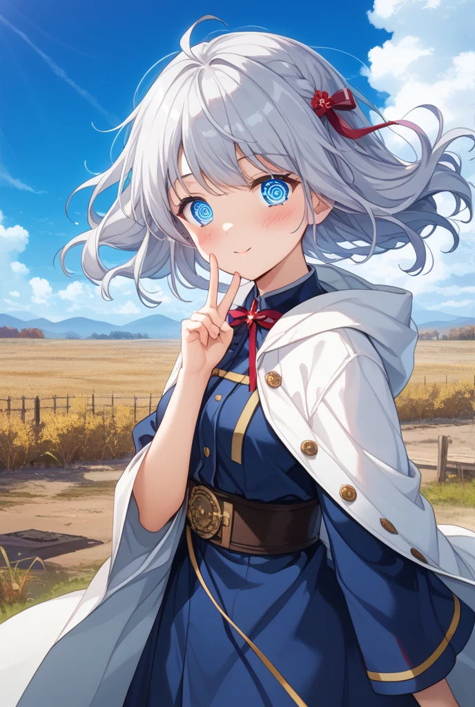 (masterpiece, Highest quality:1.2), Cowboy Shot, alone, One girl, Sumire Kaga, Virtual YouTuber, smile, Mouth closed, View your viewers, short hair, hair ornaments, White Hat, shirt, Capelet, Scarf Crouching,skirt,Thighs,White pants