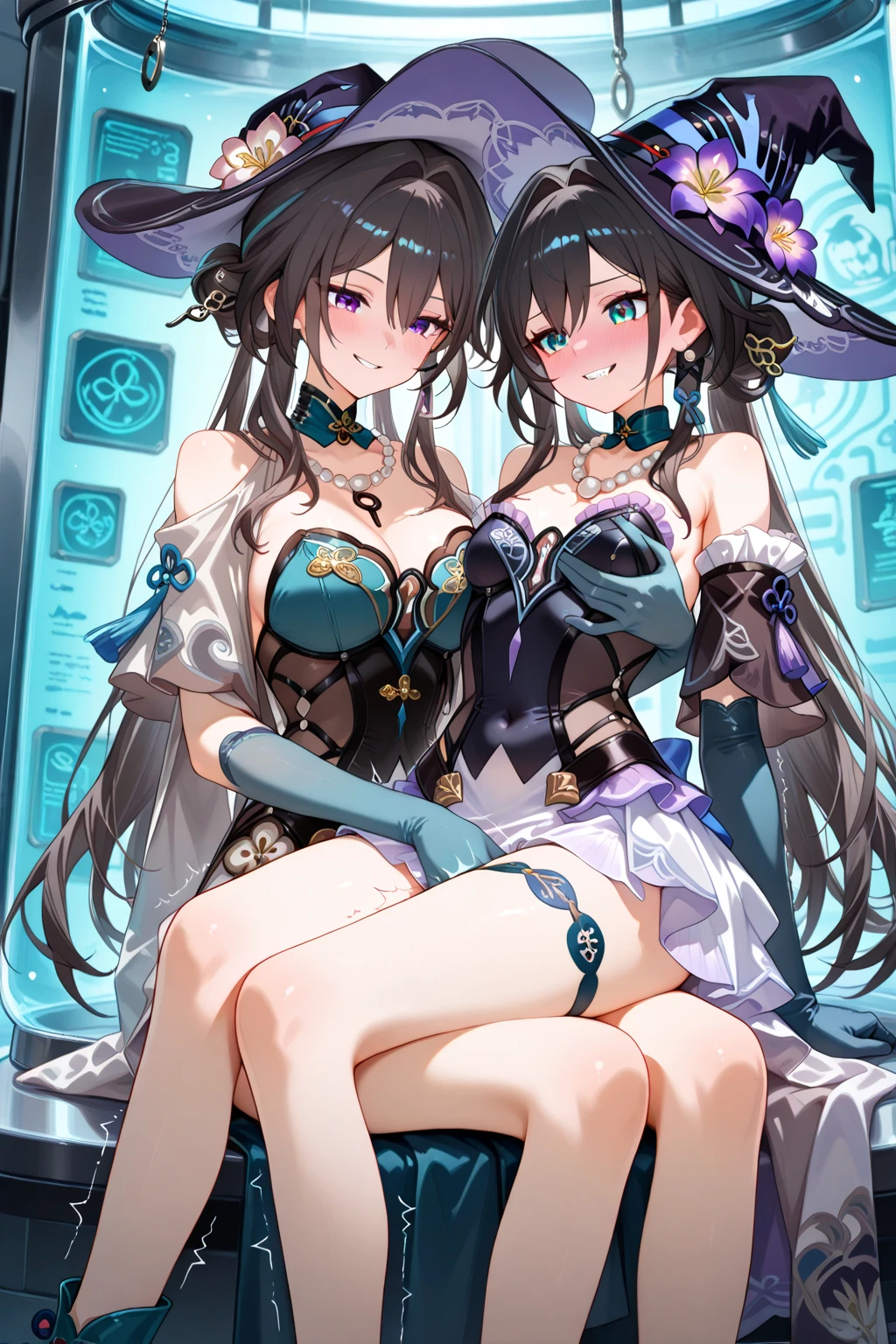 3girls,smile, upper body, close-up, lingerie, NSFW,