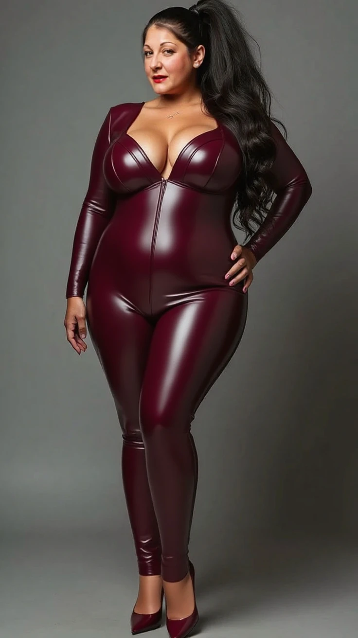 masterpiece, Highest quality:1.2), One Woman, alone, Hired ,Hired\(Genshin Impact\), ,Glowing Skin,、very thick legs、Long legs、~ side、Underarm、Place your hands behind your head、Very large breasts、Sexy squatting、Composition from the front、Shiny rubber clothing、High leg leotard、Huge breasts:1.98