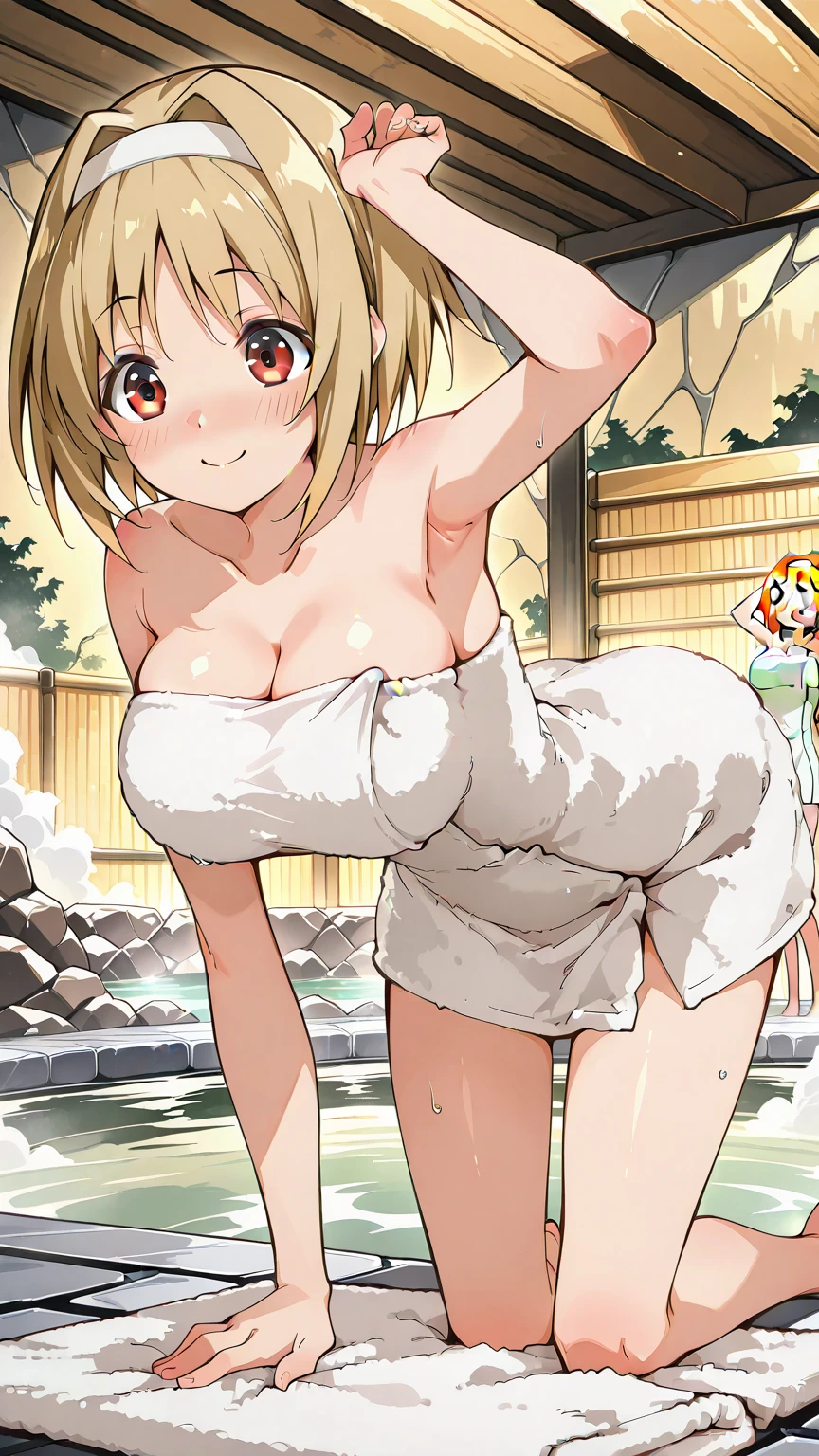 (masterpiece,Highest quality,Ultra-high resolution),(Perfect Face, Perfect body、Perfect hands、Clean five fingers),(TVanime,Cel painting style),1girl,(Nishikigi chisato, bob cut, hair ribbon,Nude),(very young),(Blushing, embarrassed、Wink),(Japanese-style room、sit on futon),(On all fours)