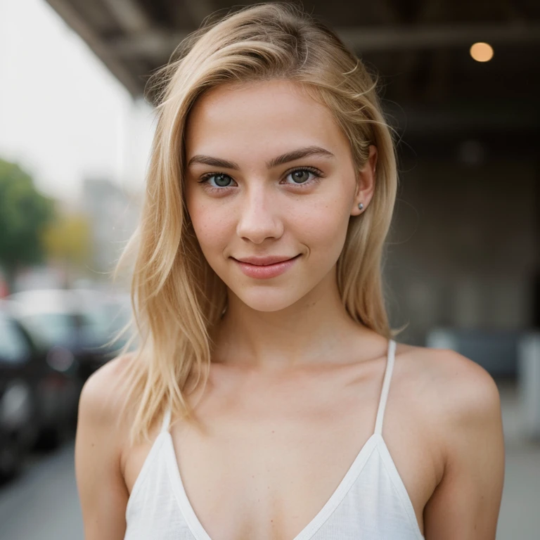 photography of a 20yo woman,light blond hair, perfect face, masterpiece,instaphoto,latina, a mole on my right cheek, photorealistic ,8k,pensive,super detail face, summer dress,full body shot, sun, smile,tree in the background,full body
