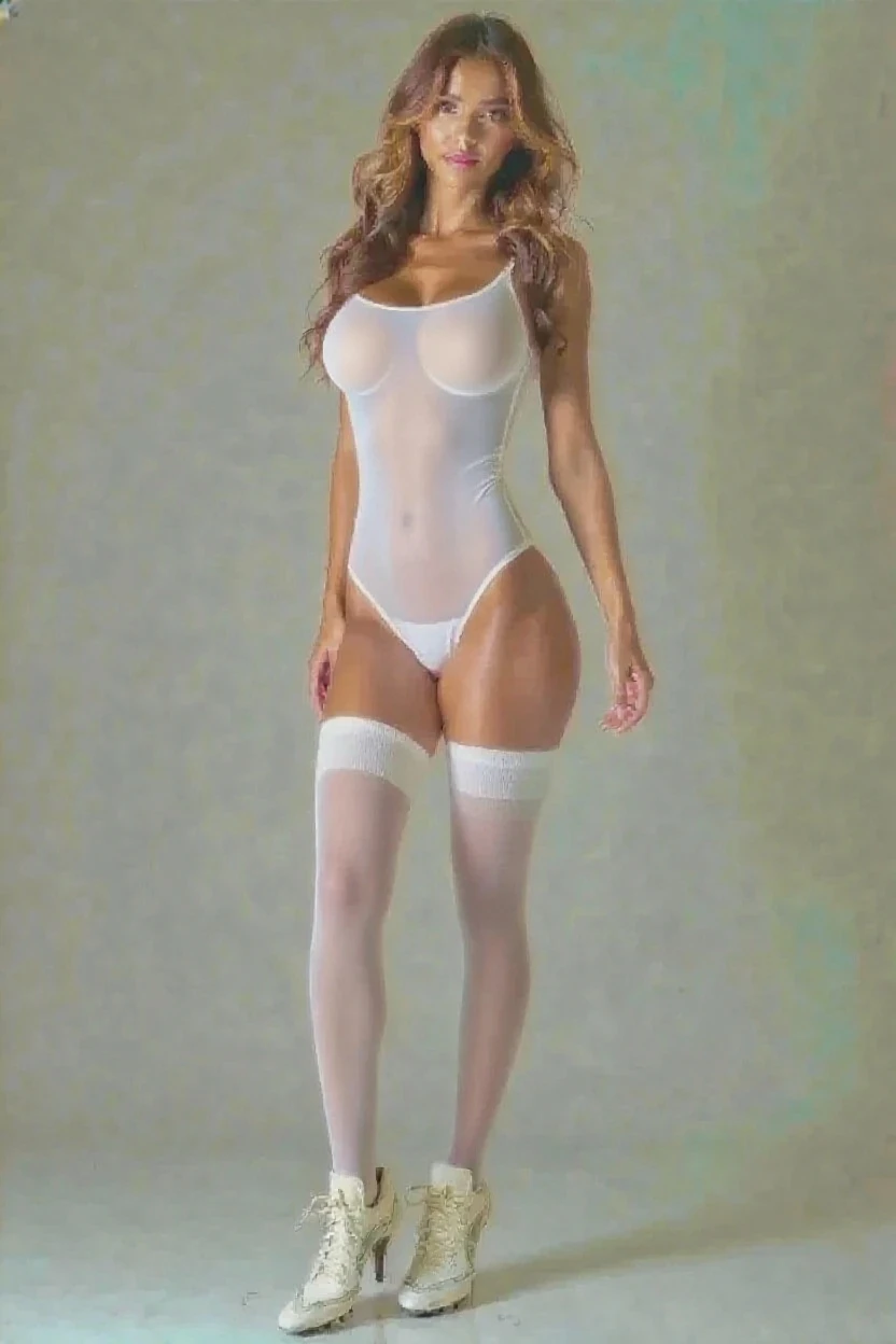 NSFW、Highly detailed CG Unity 8K wallpaper、highest quality、super detailed、masterpiece、studio photography、full body portrait、From above、 realistic、behind the photo、big, full, round breasts、realistic、Photoreal、Highly detailed cute girl、solo、melancholy look, brown hair, up hair、full body photo、In lingerie、big breasts、shy、slender body