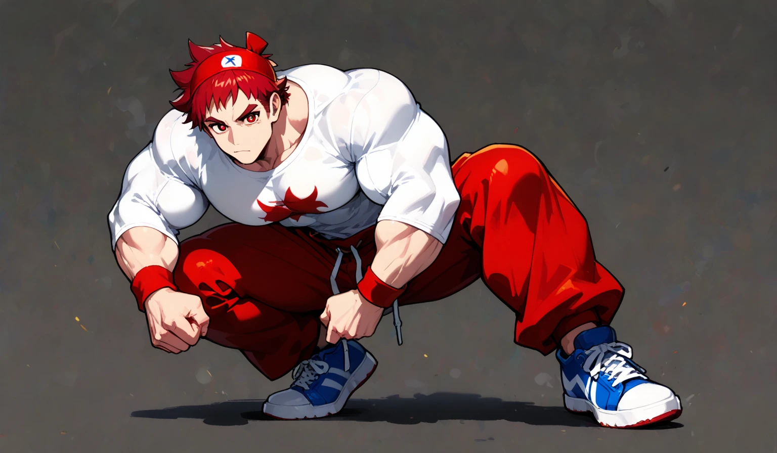 yukihira wear trousers walking in the rain with a six-pack body and A red aura enveloped his body, 3d, 4k