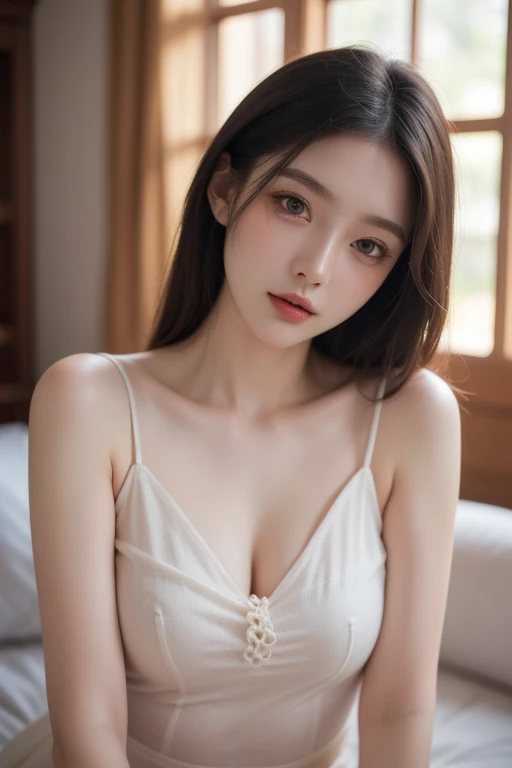 (high details:1.4)、(surrealism:1.4)、(soft lighting:1.05)、32,000、1 woman、realistic lighting、face lighting、ray tracing、(brightened light:1.2)、(improve quality:1.4)、(Realistic textured skin of the highest quality:1.4)、original photo, lifelike, full body woman love, bed, soggy, big bust, stylish hairstyle, pale skin, black eye, pink lips, (Beloved), (:1.1), ~Through, detailed background, detailed face, delicate eyes, good hair, Anatomically correct body, elastic skin, make up, masterpiece