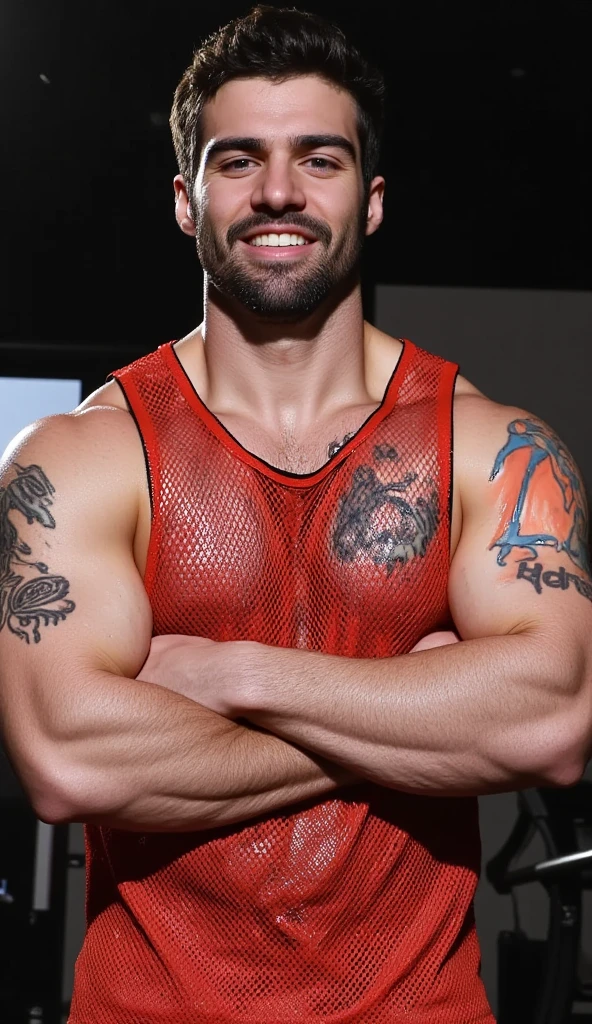 "(best qualityer,realisitic:1.37),portrait of a 35 year old person, dark-haired man, Buzz Cut, intense gaze,detailedeyes,eyes browns,Detailed lips,strong facial features,fine wrinkles,natural lighting,strong chin,determining expression,subtle stubble,neutral background,bright coloured"