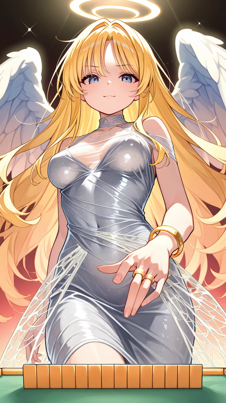 ((Best Quality)), ((Masterpiece)), (detailed), perfect faces, blonde hair, blue eyes, large breast, sexy, nurse bra, nurse lingerie, nurse underwear, cum in pussy, breast milk, angel wings,