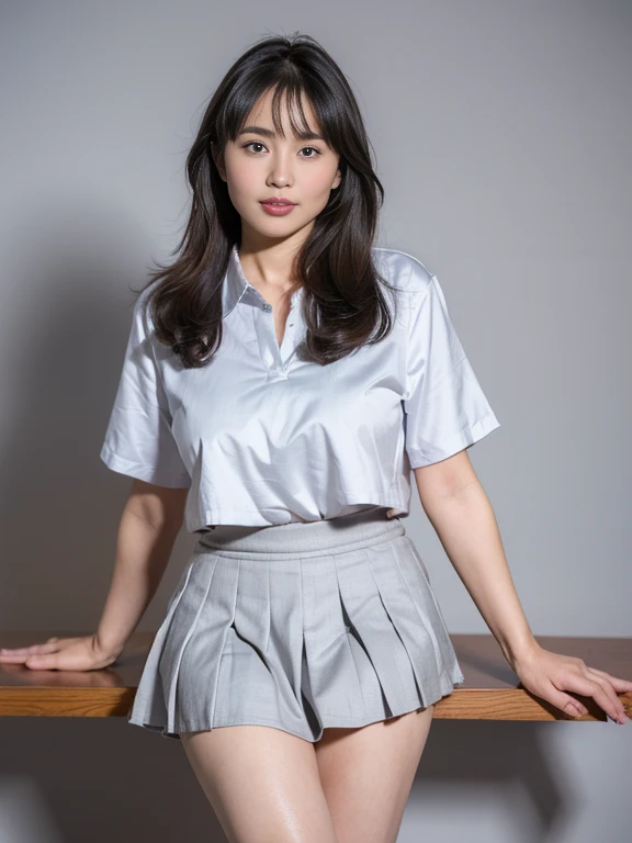 Ultra-realistic 8K CG,masterpiece,((Highly detailed background, Delicate pattern, Intricate details)),mini skirt、Female Space Detective Annie、茶色のmini skirt、White panties、Squatting and raising your knees、Spread your legs wide、White pantiesがよく見える、Female Space Detective Annie、立膝で股を開いてWhite pantiesが見えている、Beautiful boobs、居合いのポーズでWhite pantiesが見える、front、Beautiful thighs、highest quality,very detailed 顔,andても美しい目 and 顔,and