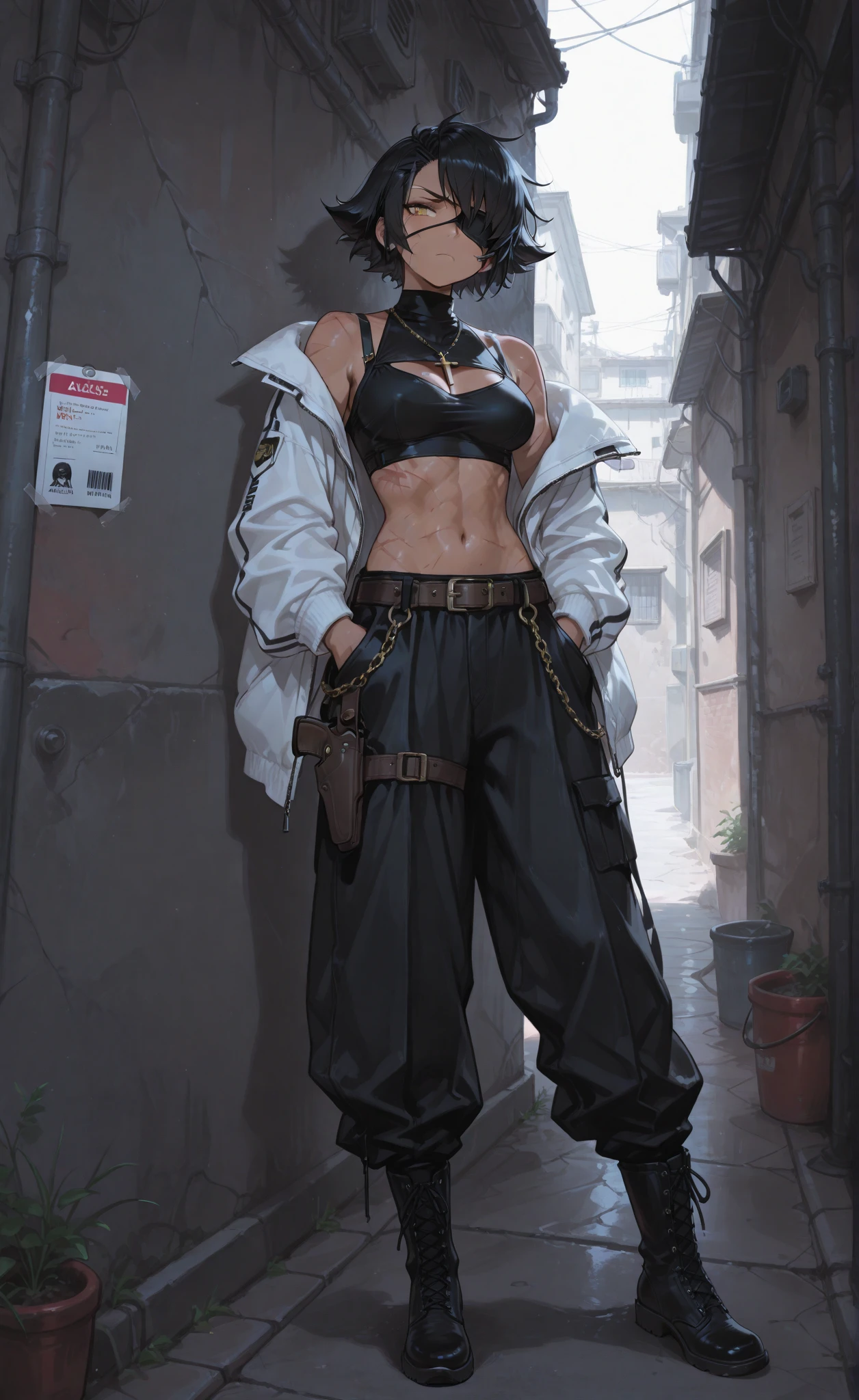 dance、Artistic jumps、break dance、Strenuous movements、Dynamism、Cyberpunk style、Blade Runner atmosphere、Steam is coming out of the exhaust port on the road surface、The road surface is wet、独奏、Fluttering hair、beautiful young boy、a small face、de pele branca、abdominals、17 age、Bright smile、(Gradient color for black and gray hair、disheveled medium hair)、(Cargo pants、Naked、Military boots)、(delicate detailed fingers、Detailed body、detailed arms、Human Hands)、(Detailed face) 、(in 8K、top-quality: 1.4、​masterpiece、 The ultra -The high-definition、 Top resolution,、ighly detailed、 profetional lighting、 Gray Light Lighting、Low angle from below、Blowing steam into the landscape、Fog in the landscape、Foggy、