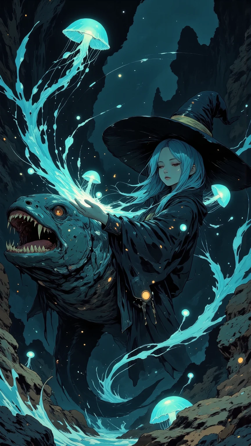 The witch is sleeping,A bewitching witch riding a giant deep - SeaArt AI