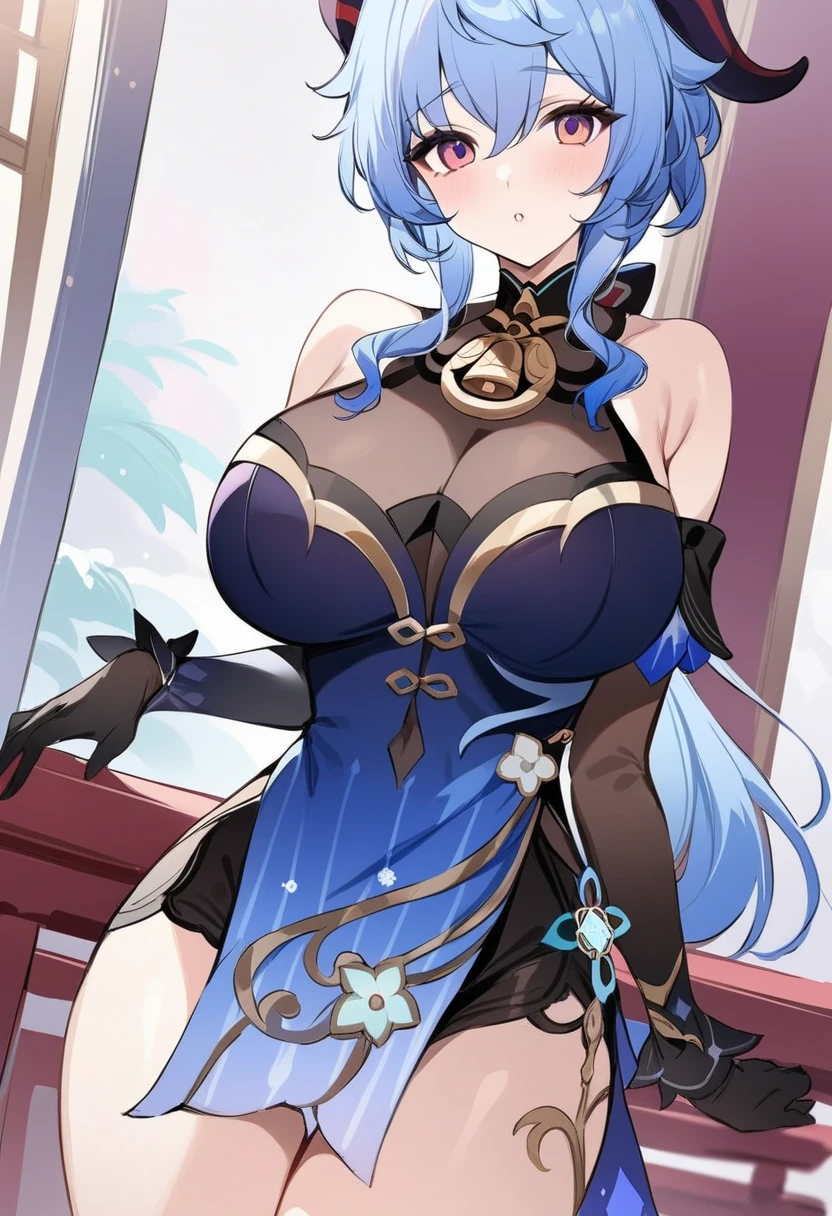 Keqing(Genshin Impact),with blue sky and white clouds，rainbowing，Comic cover style，Holding the kitten，Premium comic titles，self-shot，Expose abs，Slim figure，cropped shoulders，huge tit，White dress at the bottom，Mesh garment，Fleshy thighs，Below the waist are mesh stockings，Masterpiece，hyper-detailed face，Deep rendering