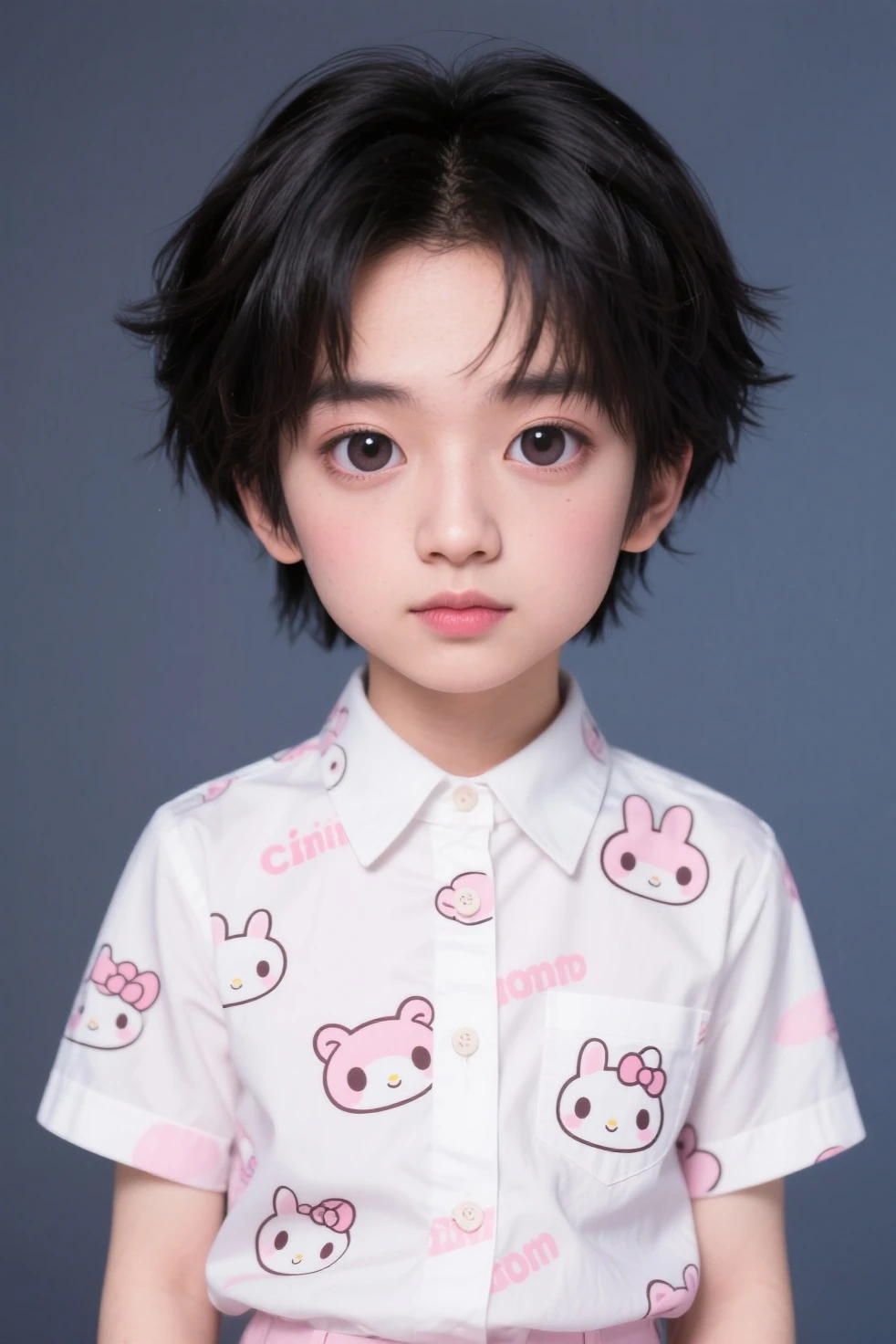 ((NECK SPIKE:1)), ((GOTHIC BLACK EYELASHES & LIPS)), ((BLACK LIPS)), ((shorthaircut:1.3)), adorable, 1 girl, (face to face), 10 years old, baby face, happy, half body portrait, (face details: 1), (eye details: 1), ((tiny breasts)). ((croptank "fiery skull" picture)), ((net stockings))