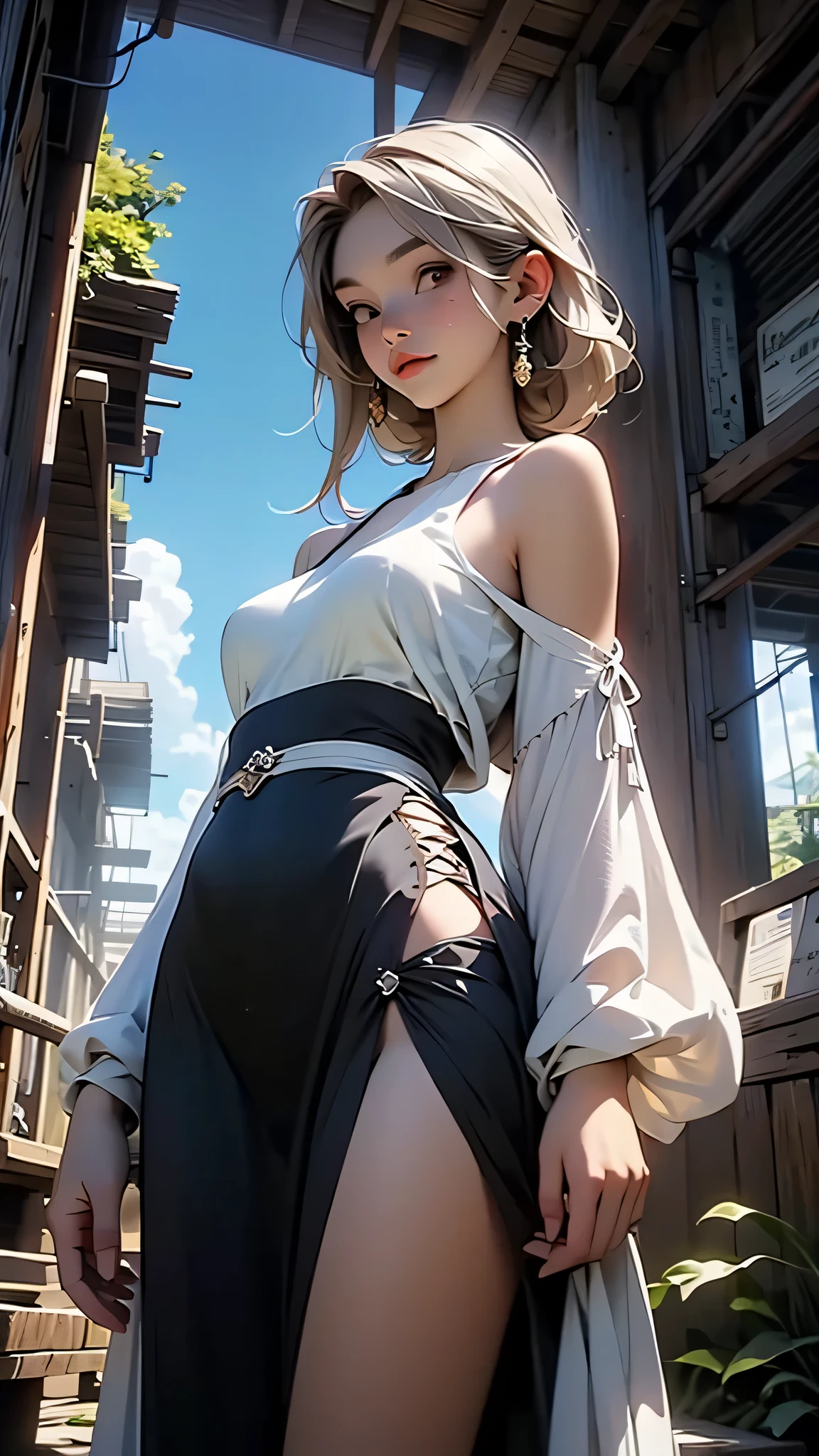 realistic, 1girls, Tsunade, best quality, 12k, HD, long hair, big round breasts, cleavage, ponytail, necklace, jewelry, shorts, slim hips, hair band, yellow eyes, yellow hair, super detailed, Eye details , hair details, person details, mouth details, face details, breast details, clothes details, hair details, pants details, hand details, whole body