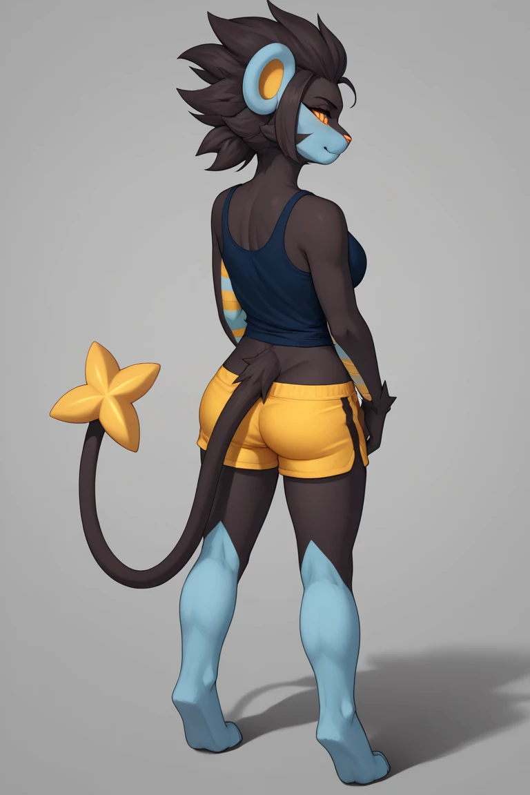 Ratchet and clank ratchet, lombax, male, gay, handsome, smirking, slim fit body, thick plump butt, toned butt, round plump buttcheeks, sexy gay ass, solo, standing upright, skin tight leotard, tight wedgie