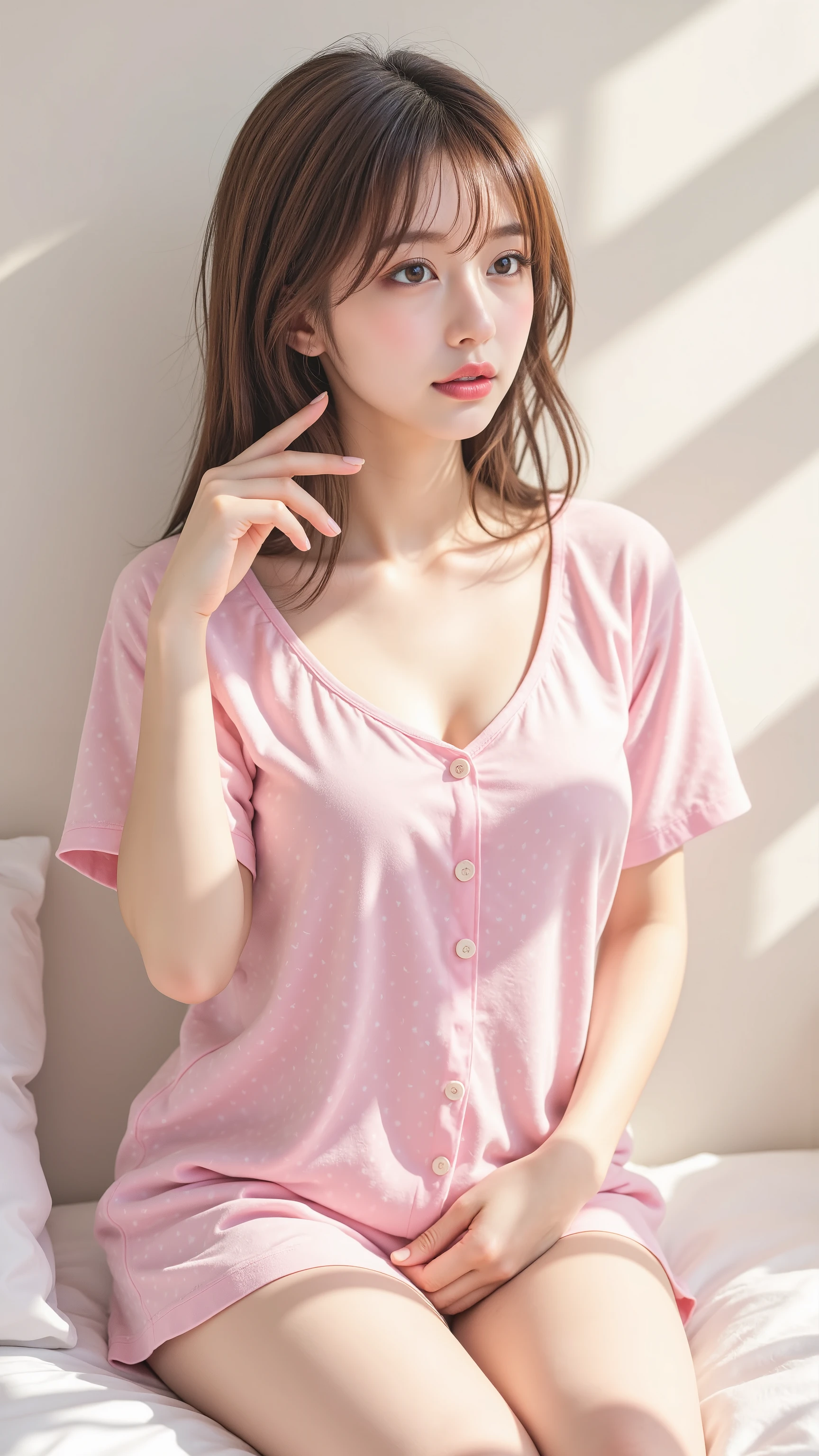 There are 2 people, one male and one female. Nam is a 40 year old man, chiều cao 180cm (wear a suit, Handsome, Fascinating, charming, Chinese people, broken valve, big boy, rich); Female is a 16 year old Korean female student, chiều cao 165cm (beautiful, Brown hair, White skin, big eye, pink lips, innocent, gentle, clothes, Wet white shirt, piercing, nhìn thấy áo ngực đỏ, ngực to, large nipples, large pink areola, mông đầy đặn); sitting posture, 100% Body, The man lies below the girl, Touch sensitive parts, kiss, kiss lips, tongue button, Girl sits on man's penis; There was sweat on the girl's body, semen; on the sofa, in bed