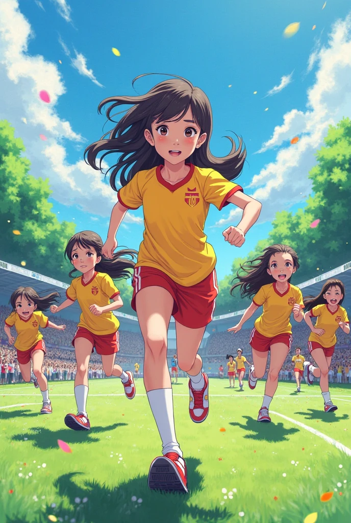 A group of girls' sports day