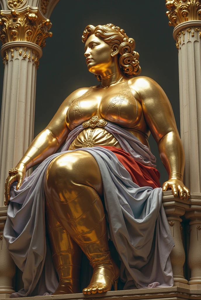 group of bimbo polished stone statue, extreme voluptuous statues, entrance hall, (UHD photo, highres, high saturation)