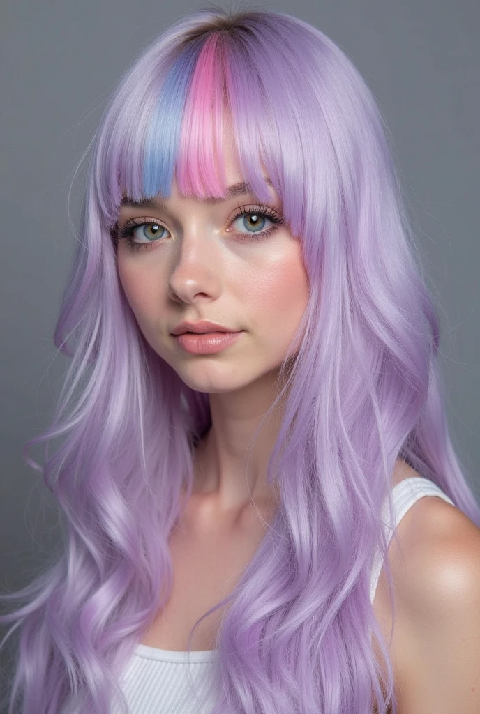 (Ultra-detailed), - A hot petite and sexy 24-year-old female model named Marina taking a selfie wearing a COLORED RIBBON ON HER BREASTS and panties., pink hair, rainbow hair, very long hair, goat ears, (best quality), (masterpiece), high details, textured skin, UHD, masterpiece, anatomically correct, super detail, high quality, best quality, 16k, highres, award winning, high details --auto --s2