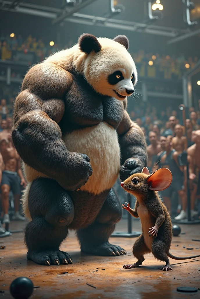 A 3d animated movie short,
Ek panda hai jo bohot mascular hai aur uske samne ek genda hai jo uska gym trainer hai , panda aur genda dono gym me hai aur panda apna body dekha raha hota hai panda ka six pack hai aur wo bohot jada bodybuilder ho chuka hai