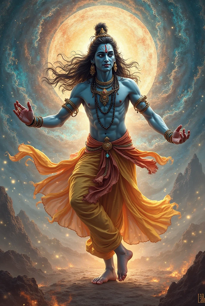 Make a combination of lord Vishnu and Shiva in nritya form at forehead vishnu tilak 
