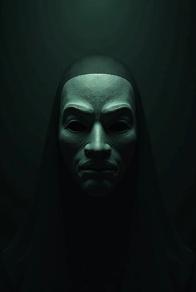 a medieval man wearing a black cloak, mask, medieval clothing, white wood mask , dramatic lighting, cinematic, dark fantasy, moody atmosphere, chiaroscuro , white wooden mask , black blood under the eye , black smoke around the eyes
