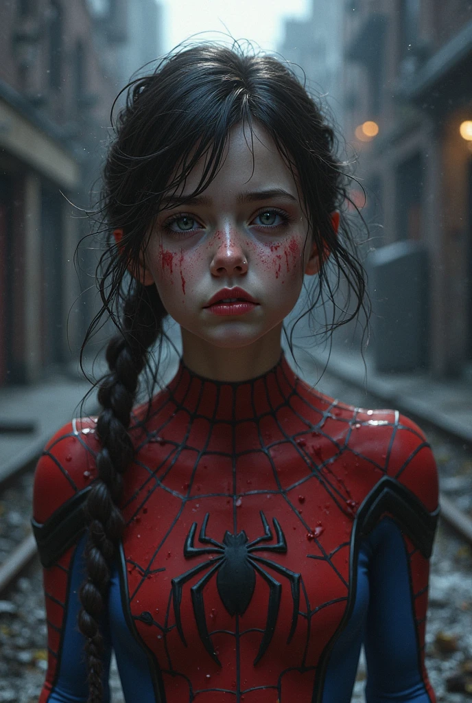Unmasked Spider-Man crying
