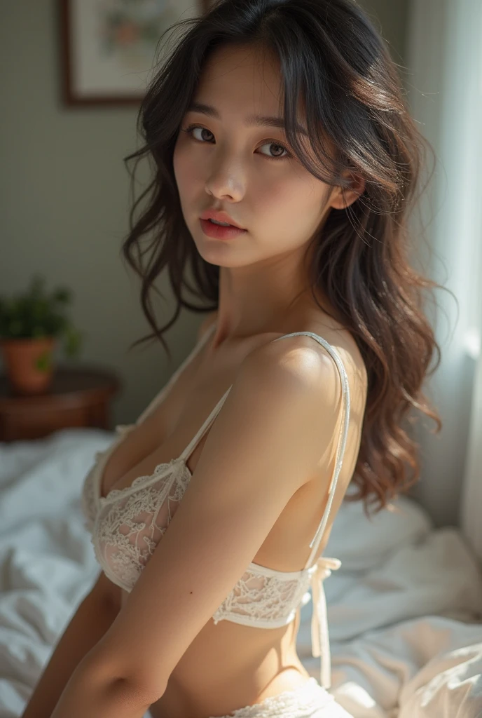 Beautiful and cute corean naked actress in the her room

