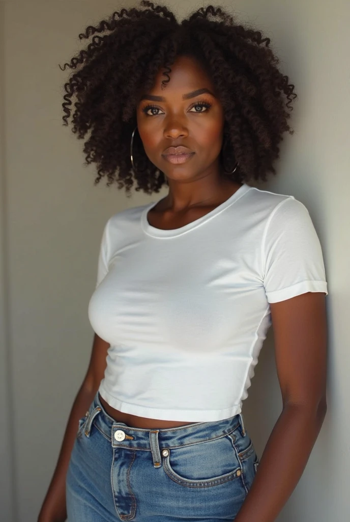 ( high quality Photograph )  (random shot, full body photograph) (insanely detailed skin texture, hyper photorealistic texture, depth of field)  by Thomas Benjamin Kennington , by Einshelm, solo anthro, ((mini under boob tee, short skirt)), natural park, ((, showing belly button)), ((massive afro)),(detailed Bonifasko lighting), (detailed skin), (detailed high density  skin), (tanned skin,deep ebony), (her own arm holding her own head), BREAK, ((mini under boob tee, short skirt)), ((natural park)), ((facing viewer)), (cinematic lighting), ((detailed background)), ((face portrait view)), (((portrait view))), (half body shadow), [backlighting], [crepuscular ray], [detailed ambient light], [gray natural lighting], [ambient light], (higher detail), [explict content], [sharp focus], (questionable content), her own arms holding her own head, medium breasts, detailed image, bright colors, detailed face, perfect lighting, perfect shadows, perfect eyes, girl focus, eyes, flawless face, medium breasts, face focus, (massive afro)) African, African girl, dark skin, deep ebony woman, ebony nose, sexy mouth, gaze at the viewer, eyesasts, cleavage, looking at viewer, seductive look
