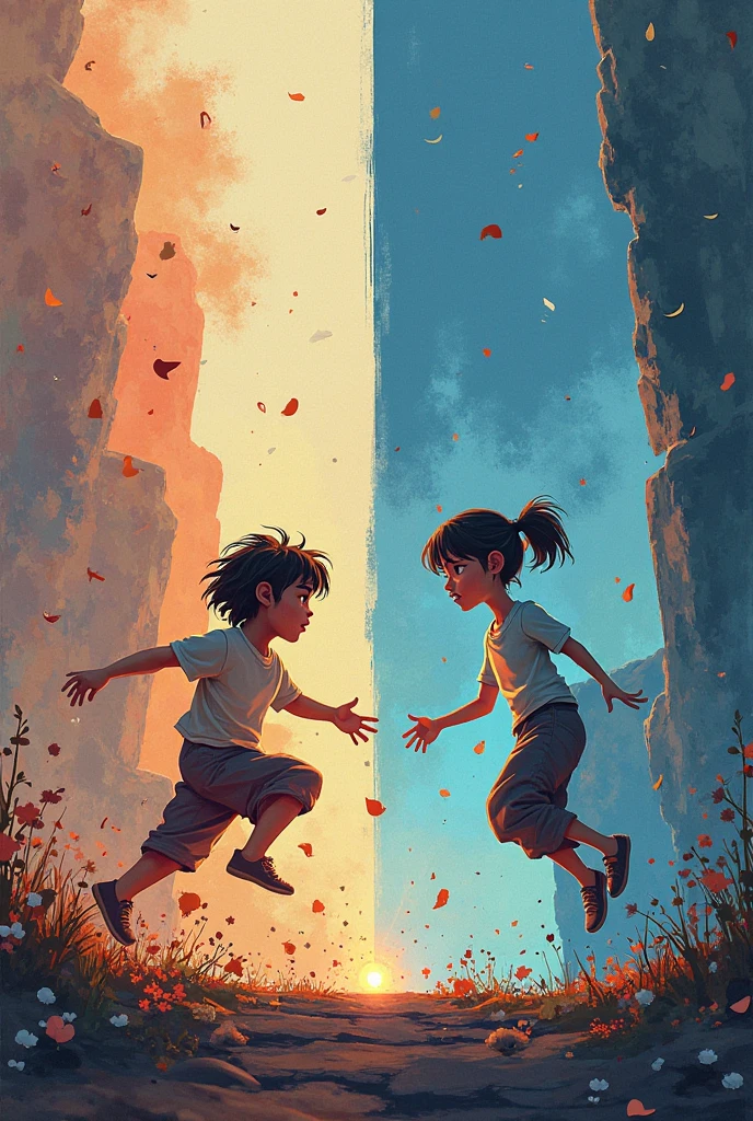 Boy and a girl wants to reach each
other