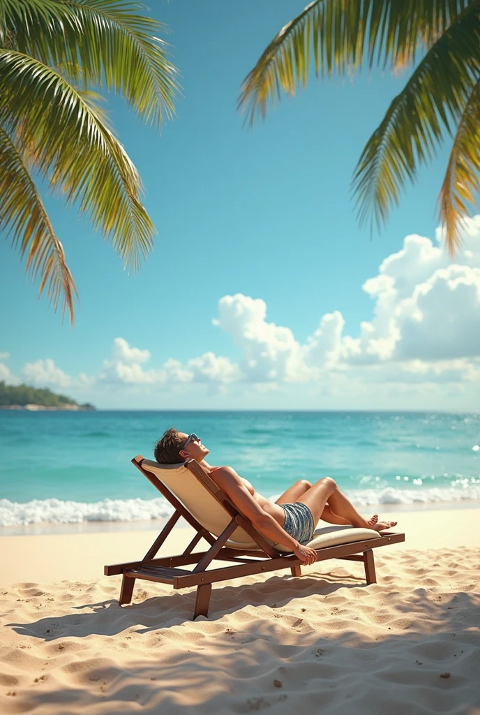 Messi is laying in a luxury sea beach