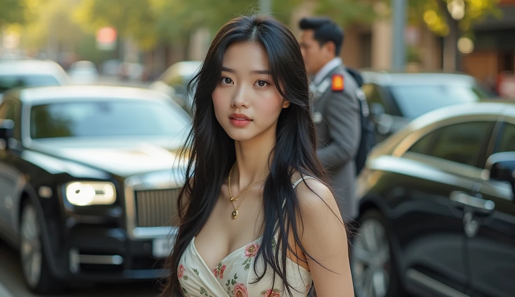 Top Quality, The ultra-Highres, (Photorealistic:1.4),1girl,iu,Arm back arm,Colorful and clear focus, Stereoscopic lighting, gentle lighting, cinematic lightings, cinematic effects, intriciate detail, long hair, See the viewer, A dark-haired, Nude, naked, black_eyes, realistic, standing at, s whole body, full_frontal