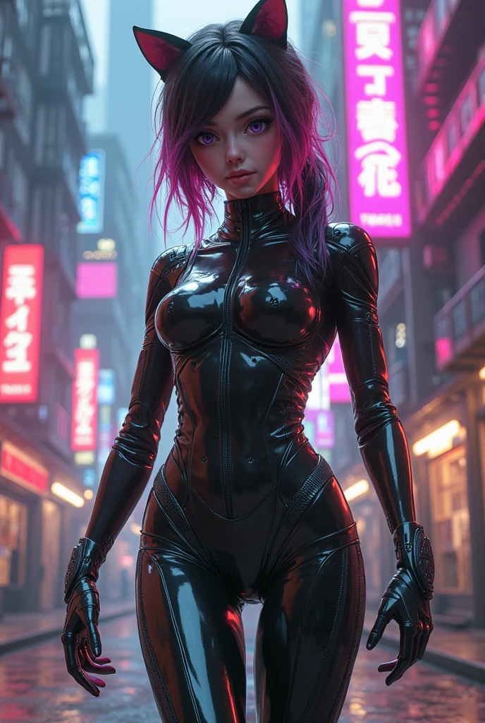 (ultra realistic,32k, masterpiece:1.2),(high detailed skin:1.1),( high quality:1.1),
1girl, pink hair, ponytail hair, bangs,(aqua eyes:0.9),(red lips:0.8), makeup, mascara,<lora:b34n-nai-2:0.5>b34n bodysuit, pruple bodysuit, pubic tattoo,(looking at viewer, sitting, crossed legs:1.1),, huge breast, large breast,<lora:add_detail:0.91>,
(beautifully lit:1.1),cyberpunk city at night, rain, neonlights, skyline, , blurry background,