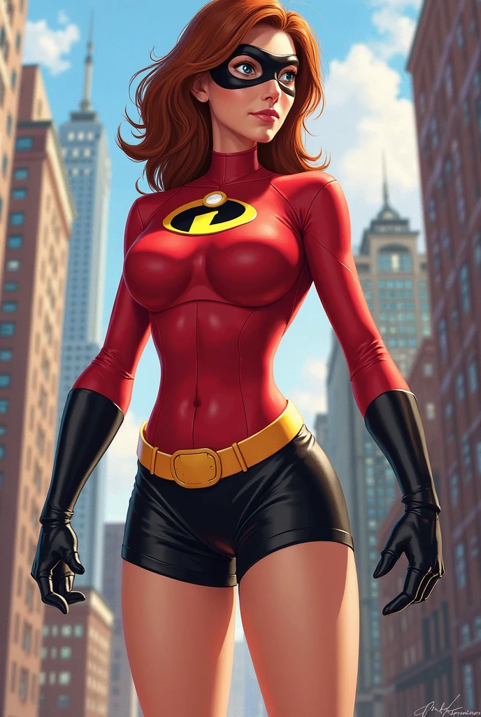 The Incredibles Elastigirl perfect body, in tight clothes, perfect body and face, chic body, outdoors