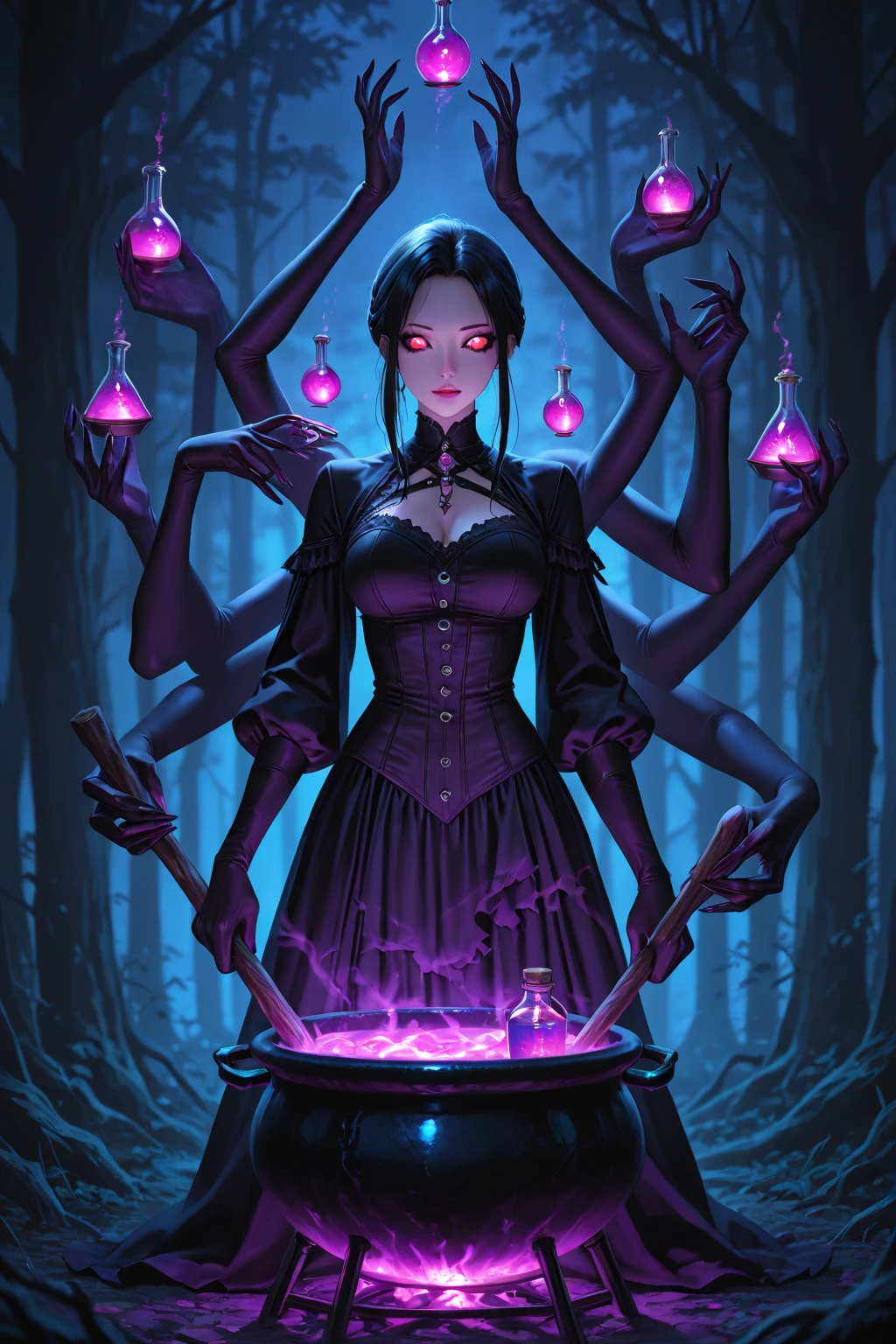 Deaths Web, Grim, Fear, Despair, Red Glow, Spider Queen, Human, Eyes,