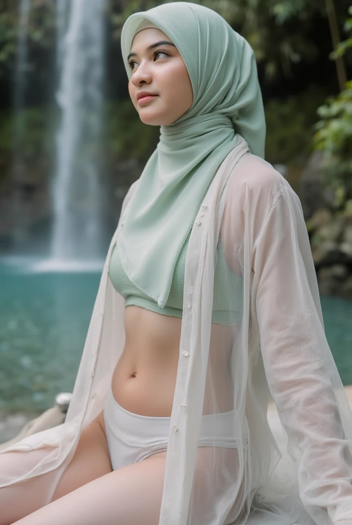 (Hijab) Skinny Little girl naked at Outdoor, tigh mini skirt
