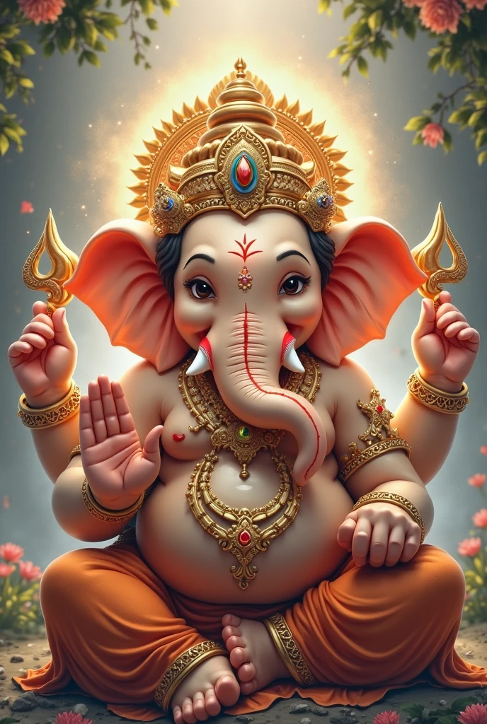 Hyper – realistic drawing of a ( Lord Ganesha ) with incredible style and precision. watercolour, clean, simple, professional t-shirt design vector –no mockup