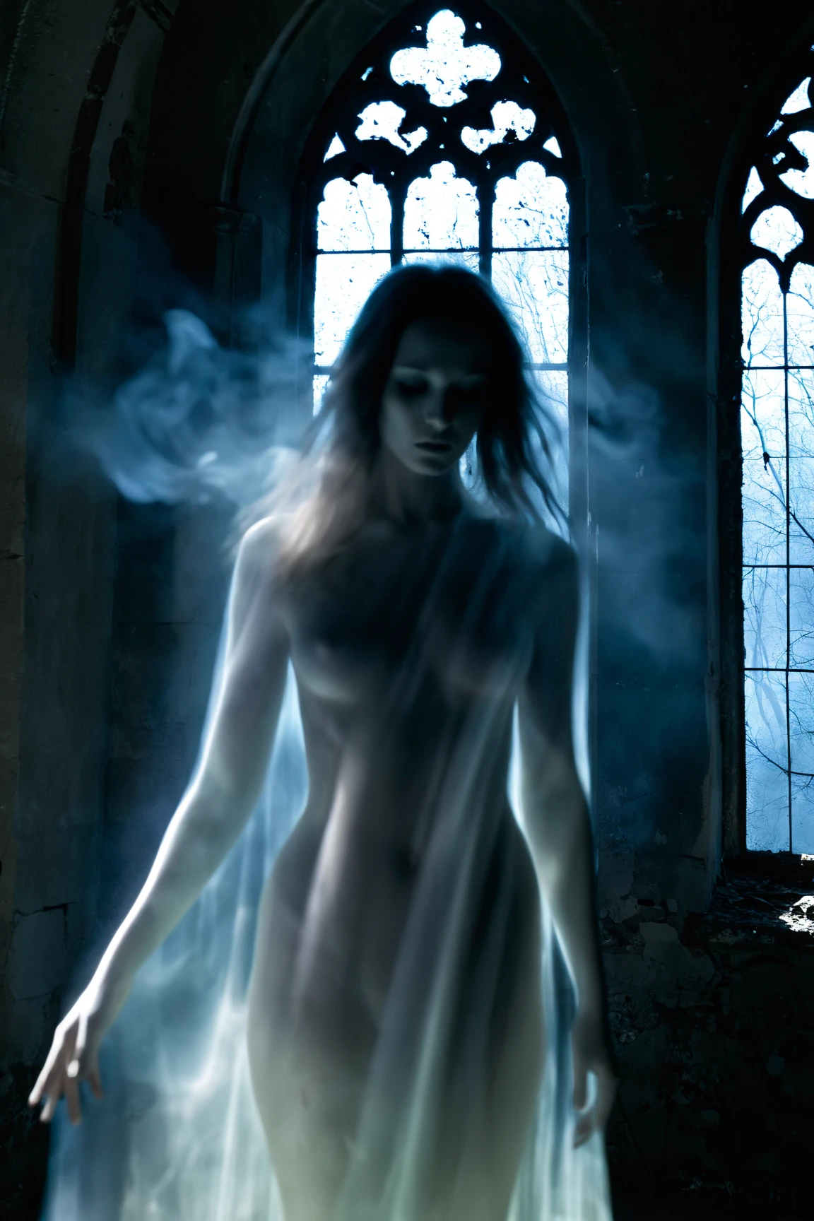 (Female ghost:1.6)、(((In the fog)))、((The body is blurred))、young woman、(Beauty)、Japanese、cute、1、((sexy))、(My body is transparent)、Background gloomy tomb、(((露出の多いsexyなドレス)))、soul、(best quality,4K,8k,highres,masterpiece:1.2),ultra-detailed,(realistic,photorealistic,photo-realistic:1.37),HDR,uhd,studio lighting,ultra-fine painting,sharp focus,physically-based rendering,extreme detail description,professional,vivid colors,bokeh,cinematic lighting,dramatic shadow,