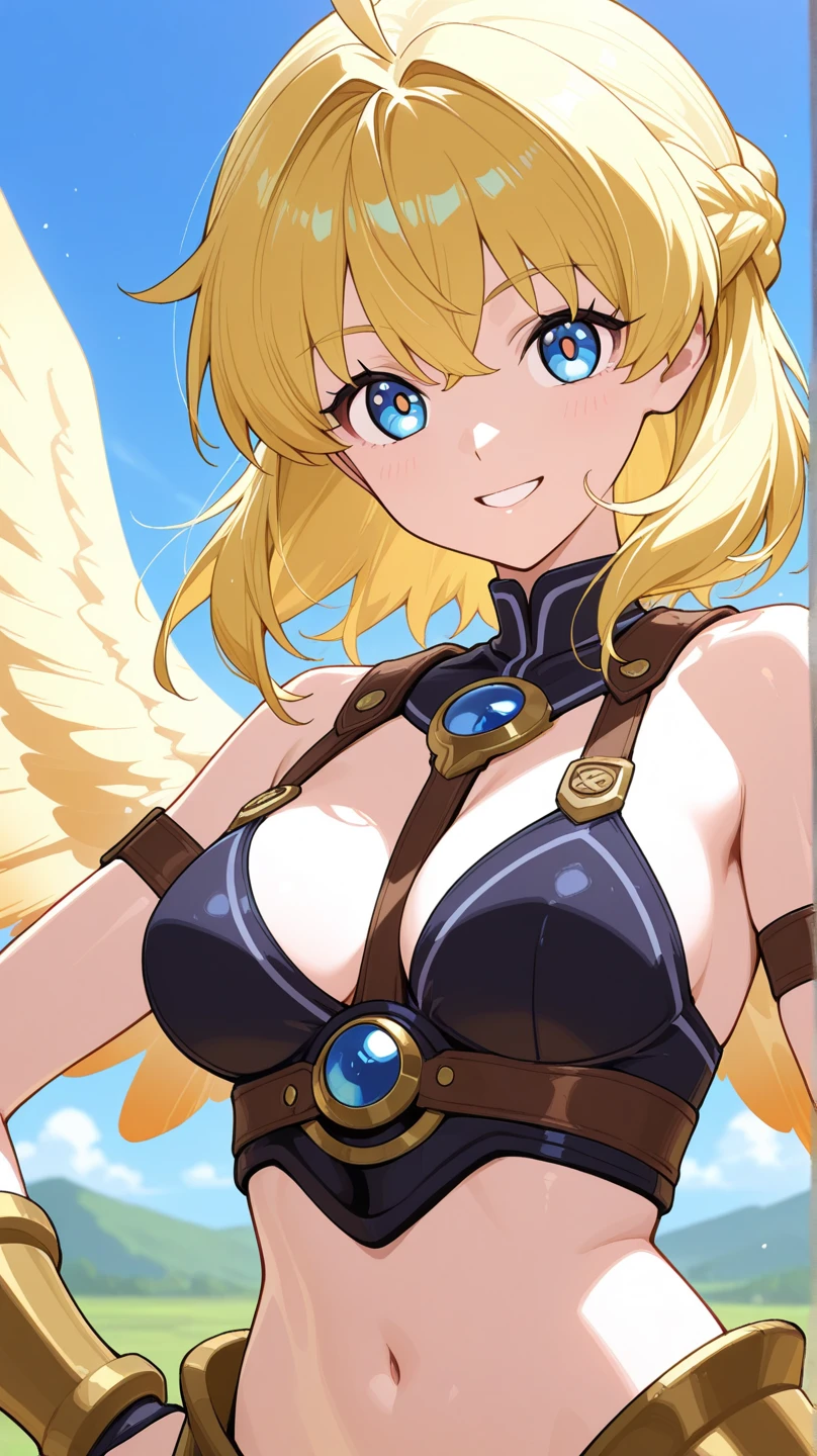 (8k, masterpiece), high resolution, high quality (best quality), Betty Rubble, Mothra, with a seductive look and smile, at an anime event, spectacular dynamic lighting, beautiful eyes, delicate face, detailed skin, detailed breasts, vivid colors,