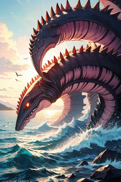 King of sea A monster enjoying the entire image with only the red eyes showing 