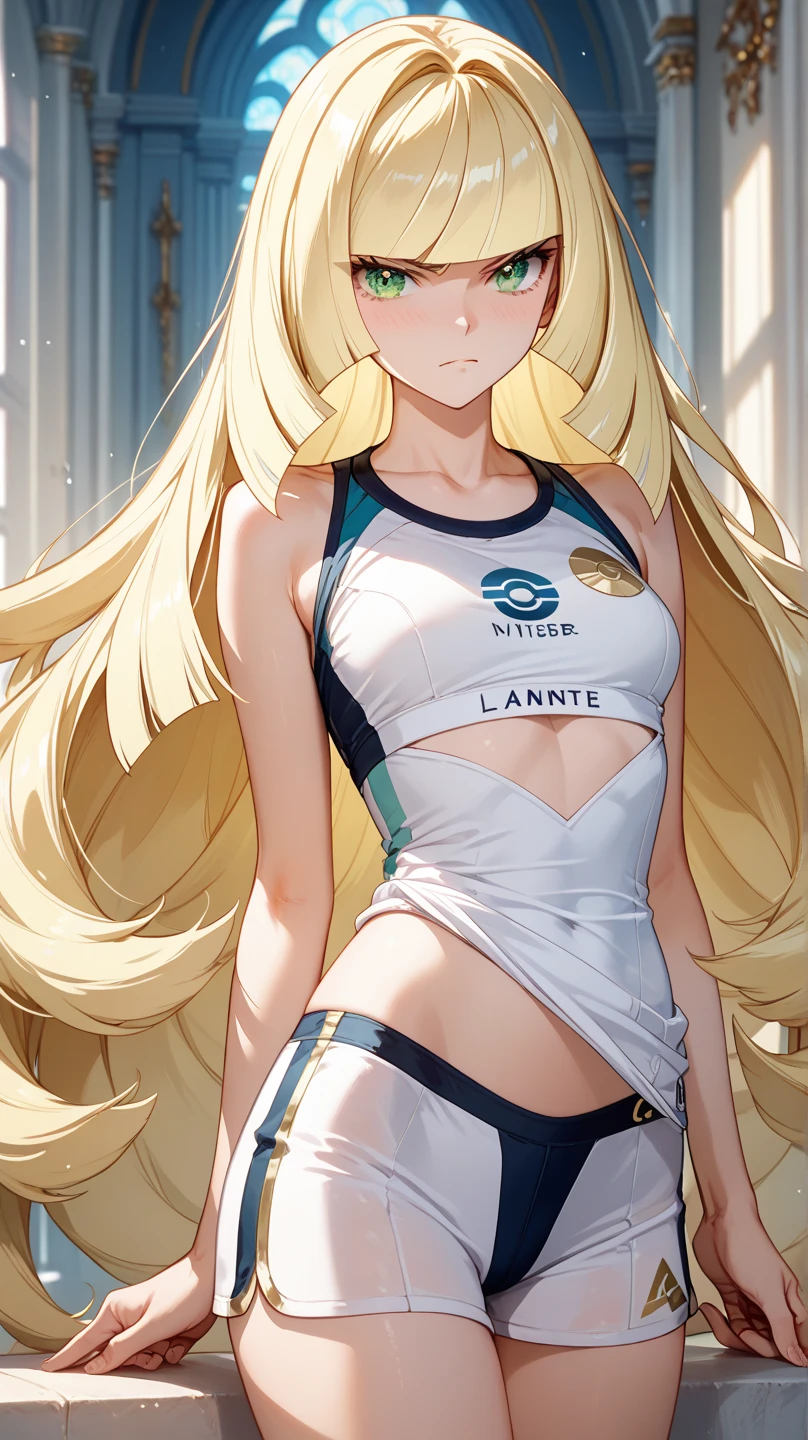 femele,12 years old,Goldenhead,Black and Red Silk Basketball Uniform,Beautiful long hair,Blue eyes,Mansuji, A smile,,I see underwear,full body Esbian, (Close Shot, Best Quality, hight resolution, 4K, Detailed Lighting, Shaders, NSFW), Smiling, ( Blushing:1.2)sitting on,Legs wide open,small tits,,Skin is wet from sweat,