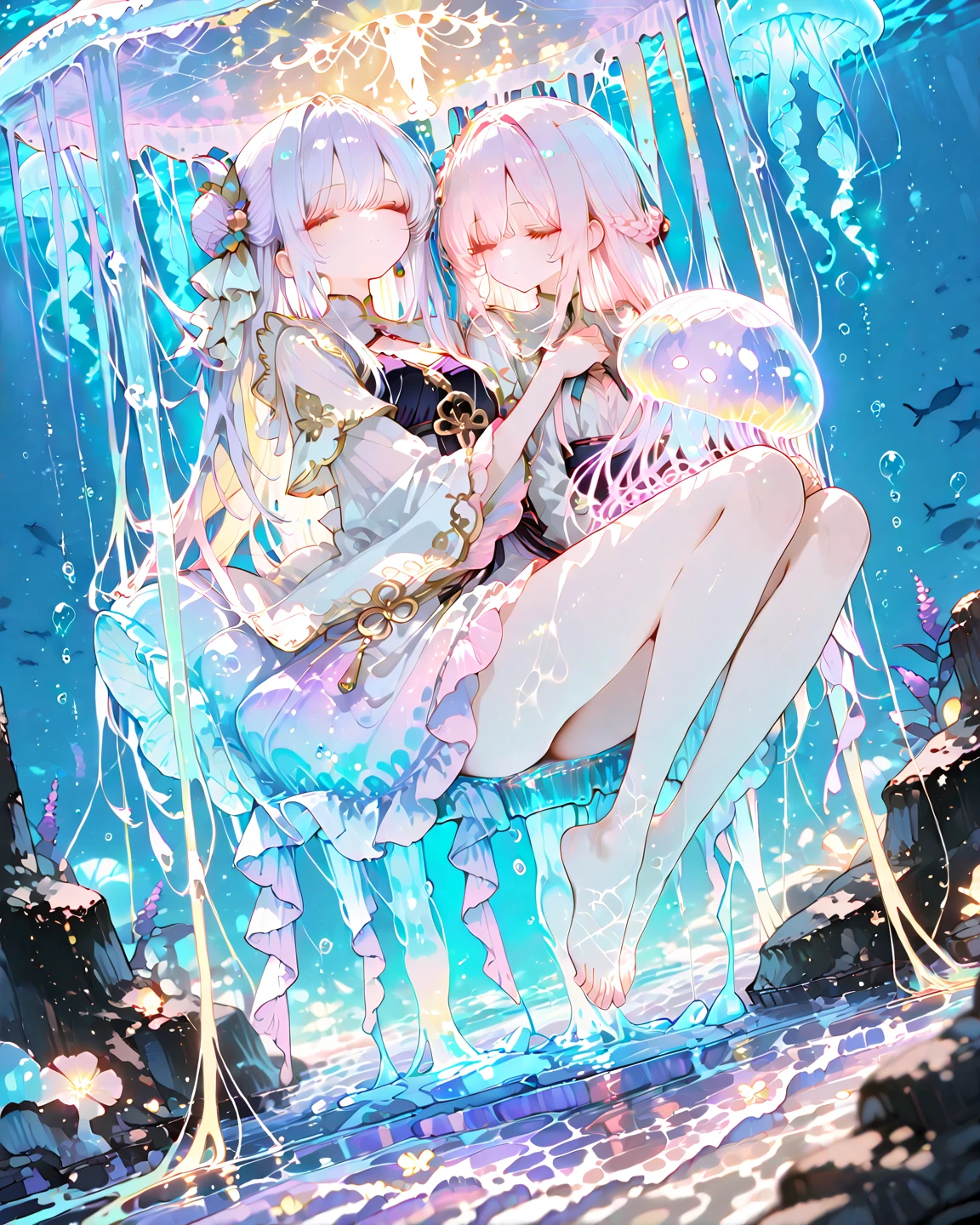 Highest quality、high resolution、low length、、cute、Blonde、On all fours、skirt、Sticking out her butt、Underwear is visible、1 person、Tempting