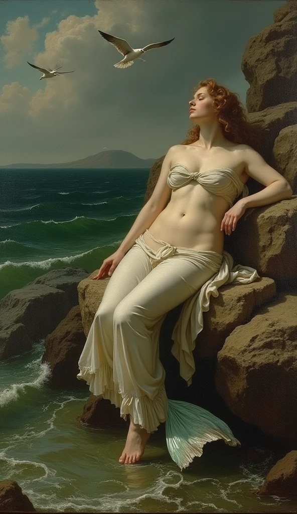 on the beach, 5 small full body, naked, naked woman lie on ground, small man riding white horse white looking back, white feather cloak, shield, bow, sword, female greek god, white hair, masculine, mature, naked, hairy torso, fantasy, intricate, elegant, highly detailed, digital painting, artstation, concept art, smooth, sharp focus, illustration, art by gaston bussiere and alphonse mucha, almost naked