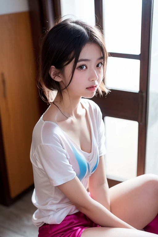 Girl with pink ribbon and cat with pink ribbon,Pink ribbons on all sides,Pink romantic illumination,{{Pink ribbon}},Cats,{{Best Quality}}, {{super detailed}}, Futuristic ,, kwak ji young, Dreamy, Black eyes, Cinematic lighting, Innocent, Highly detailed, sharp , Smooth, art  stations, Convoluted,Ballet dancer ,awardwinning, Pure aura, Anime, Highly detailed CG Unity 8k wallpaper of girl with perfect symmetrical confident face with black mid-cut hairstyle and blushing cheeks , taken by Canon EOS, Sigma Art Lens 28mm f4, ISO 200 Shutter Speed 2000