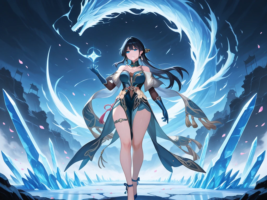 there is a woman in a dress standing in the water, Guweiz on ArtStation Pixiv, Guweiz in Pixiv ArtStation, Guviz-style artwork, by Yang J, Guviz, Fanart Meilleure ArtStation, guweiz masterpiece, 2. 5 D CGI anime fantasy artwork, chengwei pan on artstation