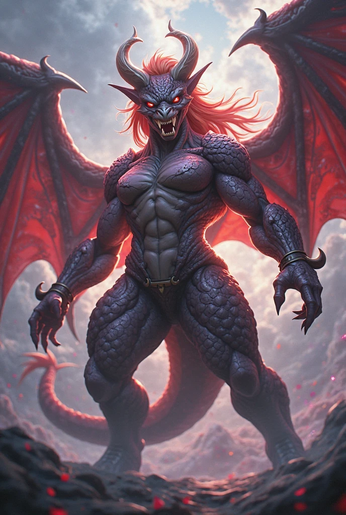 front view, front shot, close up view, pénis et testicules visibles, scars, dans la rue plein de personnes , daylight, standing, presenting crotch, hair crotch), black nipples, (ultra detailed), a beautiful and detailed full size portrait of a male anthro dragon, scalie, dragonic, beast demon monster, dragon feets, wings (((membranous wings))), (((black body, red skin), smirk, open mouth, (scales, detailed scales, muscle anthro, buff, big pecs,) glowing eyes, green eyes (glowing), non-mammal breasts, looking forward, glowing eyes, big body, goddess, kenket, Ross Tran,ruan jia, trending on artstation,foxovh, cenematic lighting, detailed background, empty eyes, foreskin, tan body, tan scales, empty eyes, wet, night, big body, pronounced_browridge, muscular anthro, big muscles, big pecs, biceps, sunlight, big horns, pénis et testicules visibles, testicules, visibles full visible body,