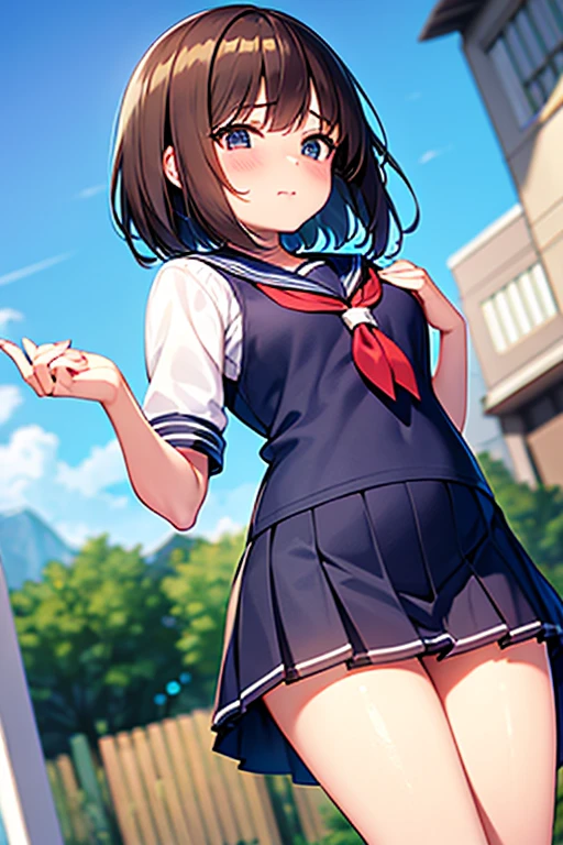 anime screencap,(((masterpiece))),((best quality)),
((high school girl)),((one girl)),
black hair,((ponytail)),white hair band, very short side hair, floating hair,
cute detailed (brown) eyes,big (((round))) eyes,((wide eyed)),
big smile, very happy,
small size breasts,
(white sailor uniform) AND (black skirt),
school background, sun light,
 <lora:animeScreencapStyle_v230epochs:0.4>
