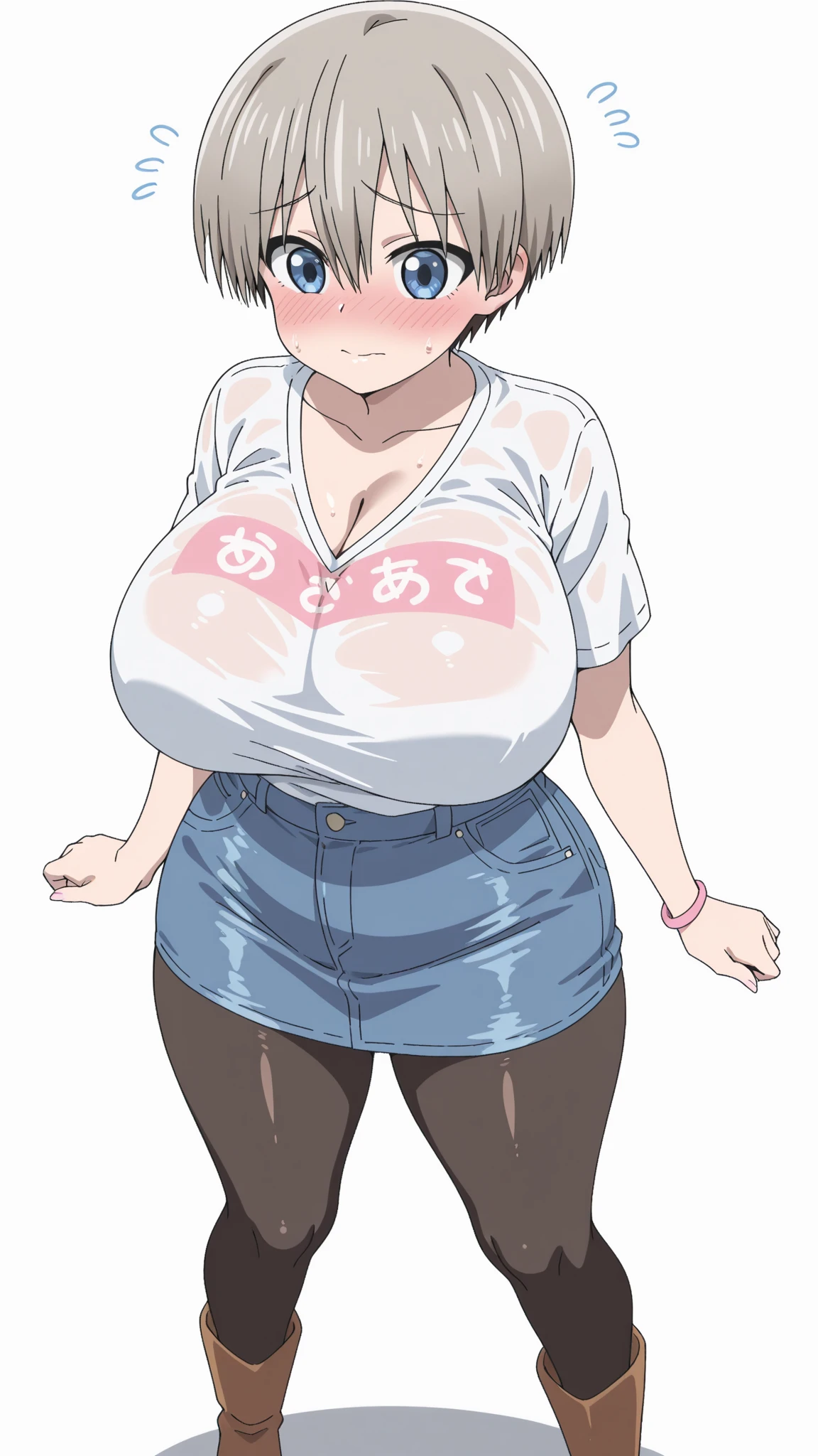 best quality, high resolution, city, tokyo,1girl, huge enormous massive gigantic big large fat breasts, 1girl,short hair,blue eyes,bangs,skin fang,grey hair,fang,hair between eyes, smile, looking at viewer, cowboy shot, croptop, mini bra,mini panty 