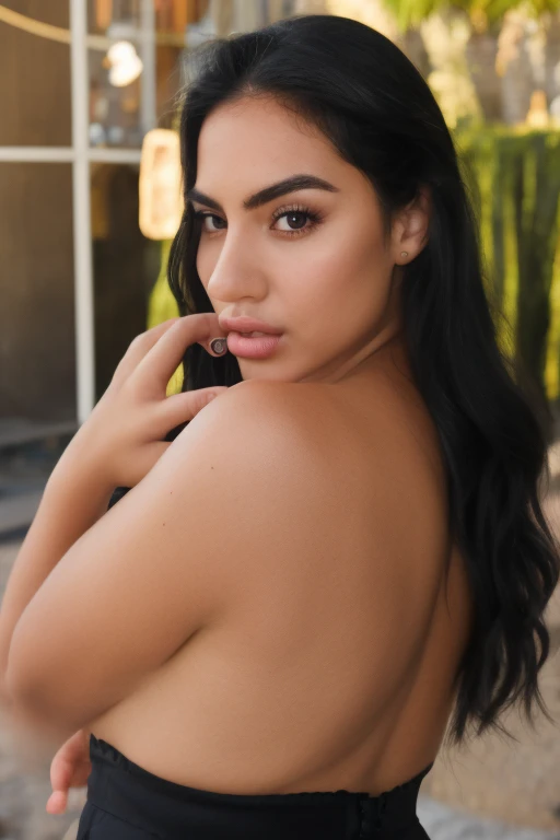 RAW photo,dark,moody,hazy atmosphere,35mm focal lenght,underexposed,cold,candid photograph,artistic,full body,photo of a beautiful,influencer,30yo Iranian woman,detailed skin,naked, looking away from viewer, thick body structure,grey background,no background, candid pose,dim room,blue light, film grain, kodak color, instagram LUT