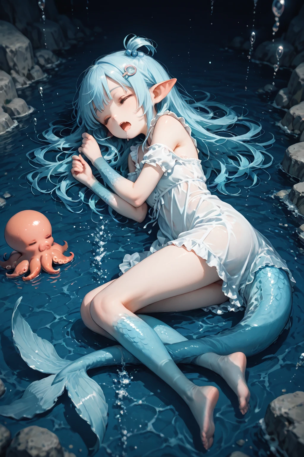 Big cock，super giant orc（cute，little man，Little Fairy，12 Talents，small，Shout，tears，tired，spread your legs，Long hair naked and tiara silver hair，Semen is flowing out of my pussy like a waterfall...）Have sex with a girl。1000 giant tentacles tease the girl violently。1000 giant tentacles fly around the girl.